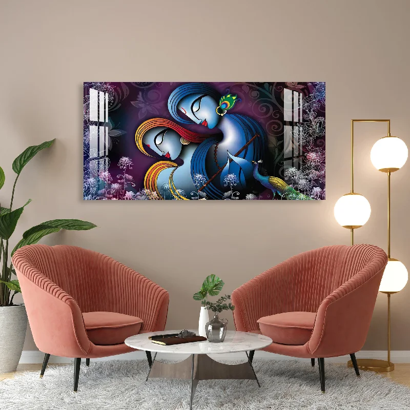 oversized botanical photography prints-Radha Krishna Religious Acrylic Wall Art - 23.5X11.5 Inch / 3MM