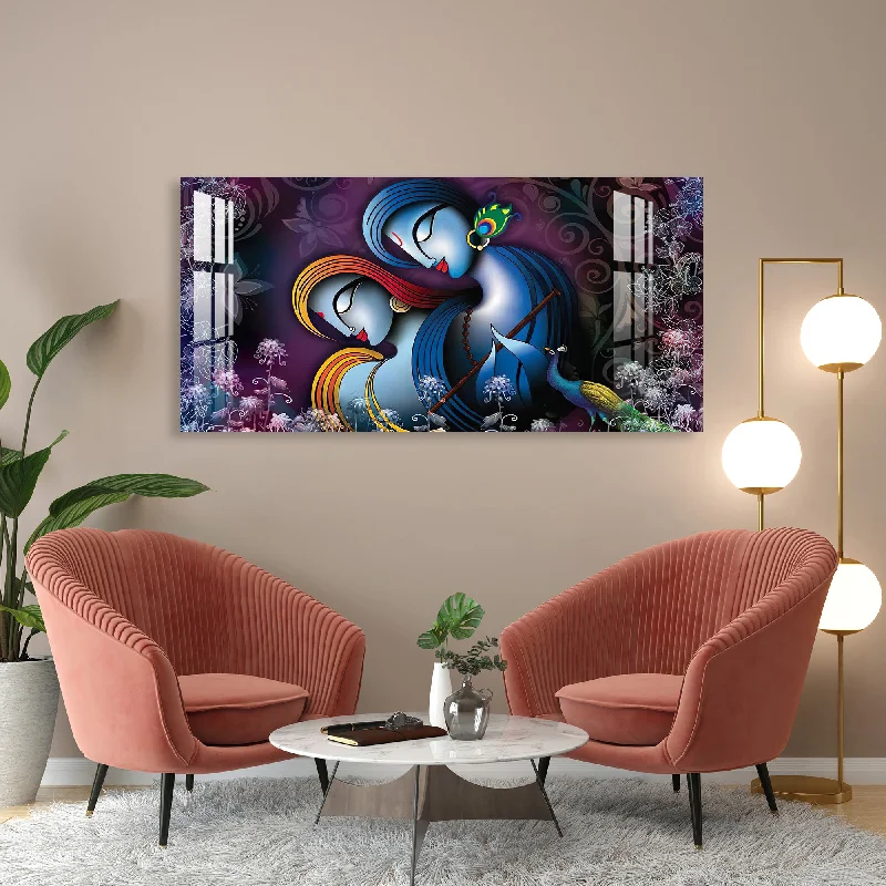 geometric abstract wall art prints-Radha Krishna Religious Acrylic Wall Art