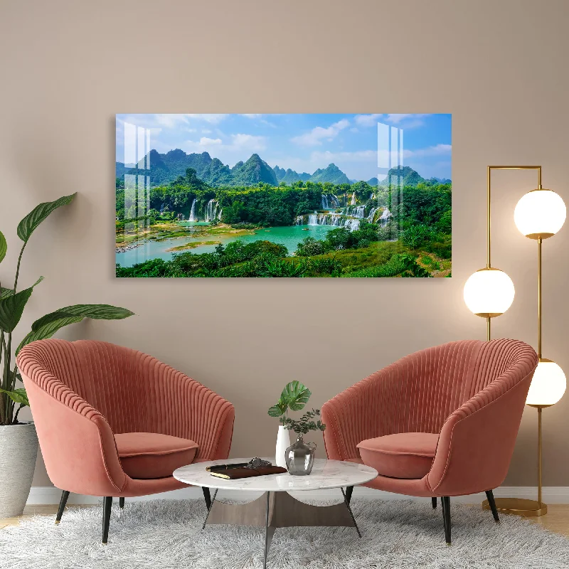 oversized contemporary landscape wall prints-Scenery with more of green trees Acrylic Wall Art