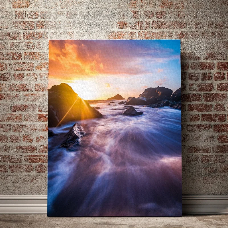 abstract geometric canvas prints for living room-Sunrise Waves