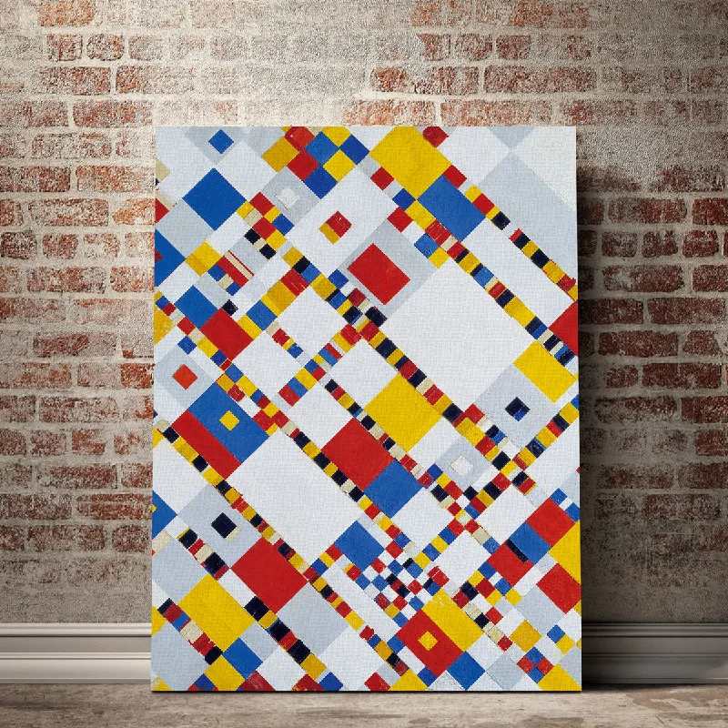 colorful geometric canvas prints for living room-Victory Boogie Woogie