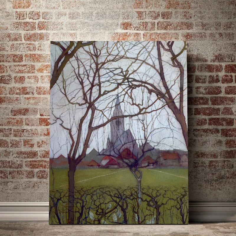 contemporary nature wall paintings for living room-Village Church