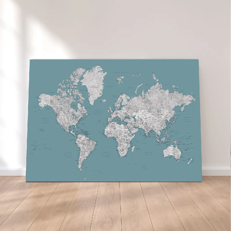 botanical art prints for bedroom-World Map 15