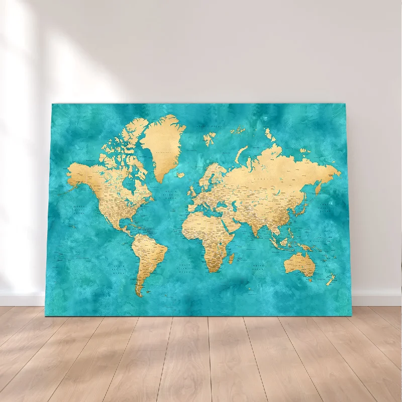 modern botanical prints for living room-World Map 22