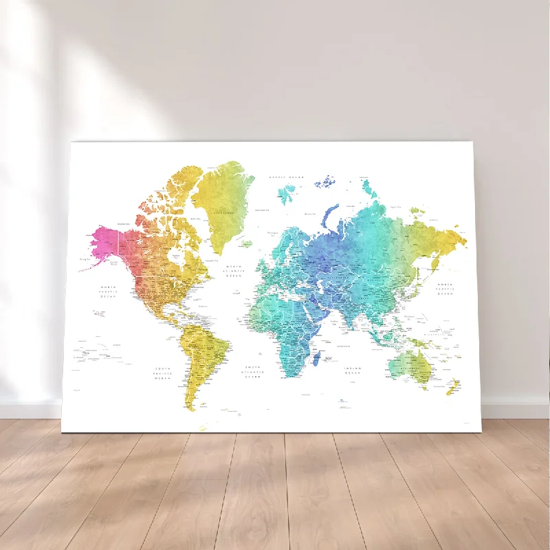 geometric art prints for home office-World Map 25