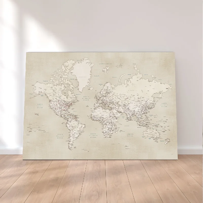 large abstract coastal canvas prints-World Map 29