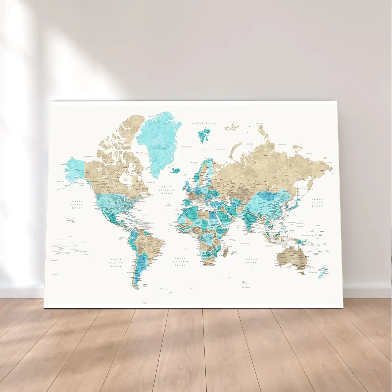 large city landscape canvas wall art-World Map 33