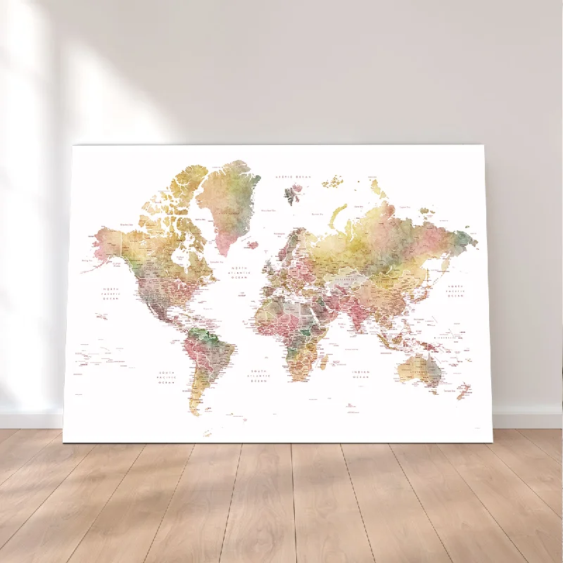 vintage botanical canvas prints for wall-World Map 59