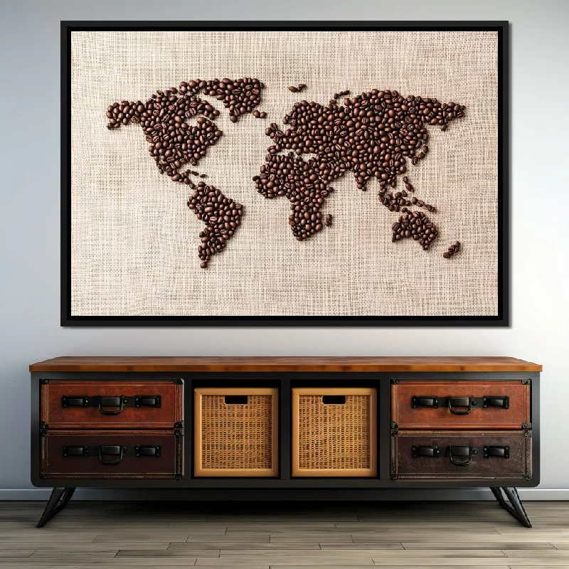 tropical floral prints for living room-World Map Coffee Bean Bag